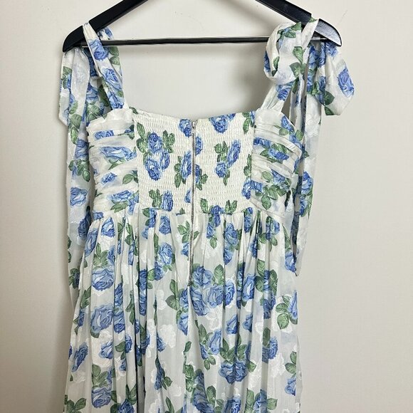 PETAL & PUP Floret Bow Strap Midi Sundress in Blue Size Large - Picture 8 of 10